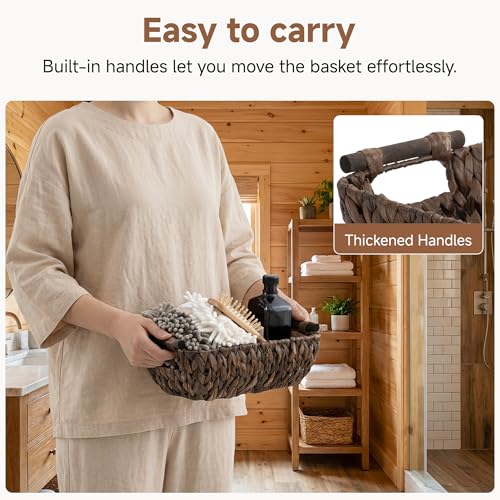 Storageworks Small Wicker Basket, Organizer Baskets for Shelves, Wicker Baskets for Storage, Decorative Storage Toilet Paper Basket, Vintage Home Decor, Water Hyacinth - color: Dark Brown(Water Hyacinth), size: Small