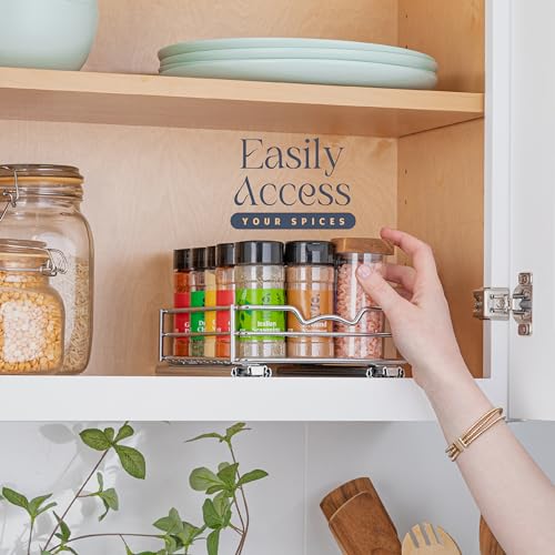 Pull Out Cabinet Organizer for Spices, Cans - Heavy Duty with Lifetime Limited Warranty- Pull Out Spice Rack- Cabinet Pull Out Shelf for Cans,Dishes, Etc, 6-1/2 "W x 10-1/2"D x 2-3/4”H, Chrome - size: 6.5 Inch - Single