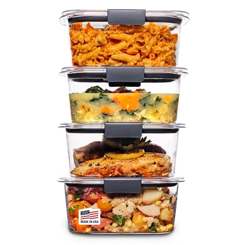 Rubbermaid Brilliance BPA Free Airtight Food Storage Containers with Lids, Set of 4 (4.7 Cup) Ideal for Lunch, Meal Prep, and Leftovers - size: 4.7 cup (8-Piece)