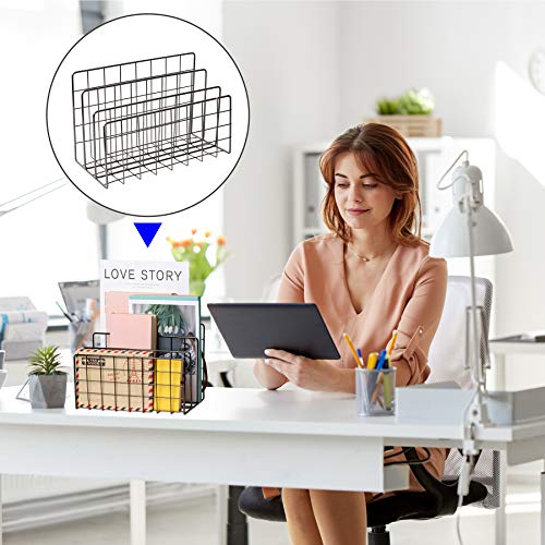 Desktop Mail Organizer File Organizer Metal Wire Mail Sorter Letter Organizer Magazine Rack for Letters, Mails, Books, Postcards, Brochures, Mail Holder (3 Slot, Dark Gray) - color: Dark Gray