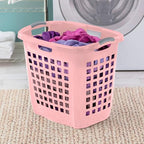 Sterilite 4-Pack Ultra Easy Carry Laundry Basket, Plastic Clothes Hamper Bin w/Comfort Grip Handles & Rim, 2.1 Bushel Capacity, Pink Frost - color: Pink Frost