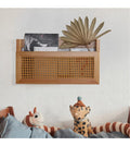 FRIADE Wall Magazine Rack with PE Rattan Grid,Size 17.3" x 4" x 9.4",File Holder For Entryway,Living Room,Waiting Room,Kids’ room,Office(Retro Brown)