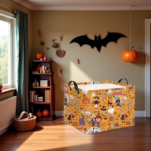 HIYAGON Rectangular Halloween Basket for Boys and Girls Kids Trick or Treat Pumpkin Basket for Halloween Parties Cute Storage Bin Organizer Box Room Decor(Pirate Halloween) - color: Pirate Halloween