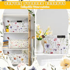 Boao 3 Pcs Wildflowers Storage Bin Wildflowers Collapsible Large Storage Baskets for Gifts Canvas Laundry Basket Foldable Box with Handle for Office Home Bedroom Clothes - style: Wildflowers