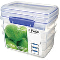 Sistema KLIP IT Rectangular Collection Food Storage Container, 33.8 oz./1.0 L, Clear/Blue, 3 Count - size: 3-Piece (33.8 oz), style: Set of 3