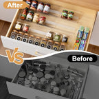 8-Pack Spice Drawer Organizer, Expandable Acrylic Seasoning Rack (13" to 26") with Anti-Slip Mat, Kitchen Spice Rack Holds up to 56 Jars (Jars Not Included) - size: 8-Pack