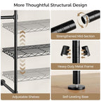 Closet Organizers and Storage, 4-Row Heavy Duty Clothes Rack for Hanging Clothes, Wall Mounted Closet System with 4 Telescopic Rods, 2 Fixed Rods, 5 Hooks, 8 Shelves for Wardrobe, Bedroom, Small Space - style: 4-Row