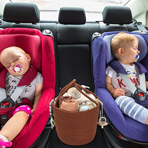 Baby Diaper Caddy Organizer for Girl Boy Cotton Rope Nursery Storage Bin Basket Portable Holder Tote Bag for Changing Table Car Travel Baby Shower Gifts Newborn Essentials Registry Must Have Rust - color: Rust, size: Regular