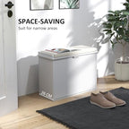 HOMCOM Narrow Shoe Bench with Padded Cushion, Shoe Cabinet with Flip-Drawer and Adjustable Shelf, Small Entryway Bench Holds up to 265lb, 24.4x10.2x18.7 Inches, White - color: White, size: 24.4" x 10.2" x 18.7"