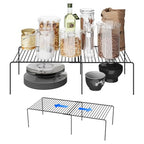 Expandable Storage Shelf, Pantry Organizers and Storage, Adjustable Rustproof Metal Wire Spice Rack, Space Saver Kitchen Storage Shelves for Pan, Pot, Countertop, Drawer, Fridge, Set of 2, Black - size: 2Pack-Black-13.5-23 x 10 inch