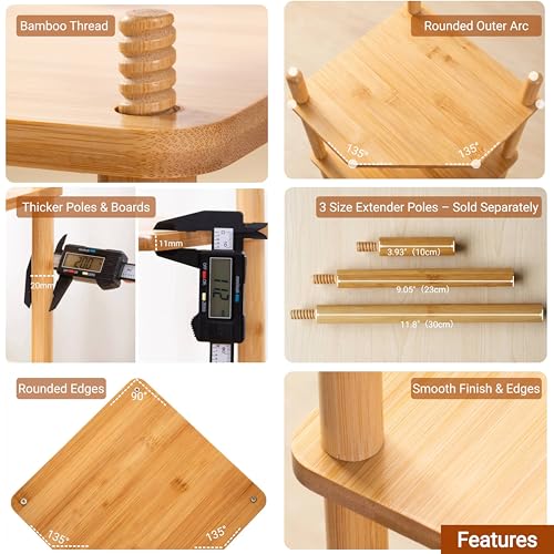 3-Tier Expandable Bamboo Corner Shelf - Dish/Plate Organizer for Cabinet, Kitchen Counter Shelf & Small Kitchen Shelf, Adjustable (6.7" H-2PC, 2-Tier) - color: 6.7"h-2pc-2