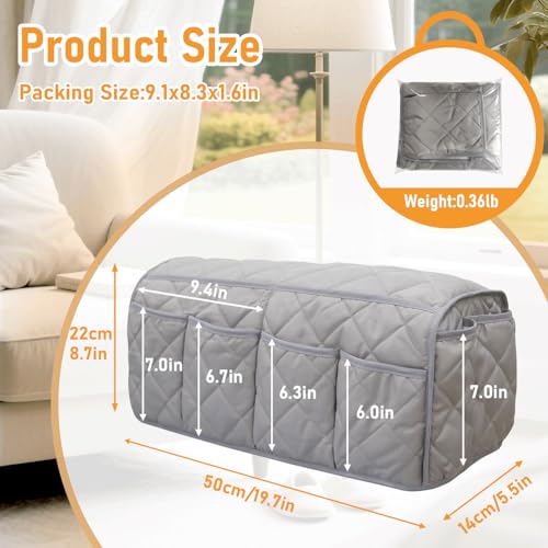 Armchair Caddy, Sofa Armrest Organizer, Non Slip Recliner Organizer, Remote Control Holder for Recliners, Couch Caddy with 14 Pockets Storage for TV Remote, Phone, Magazine (Grey) - color: Grey