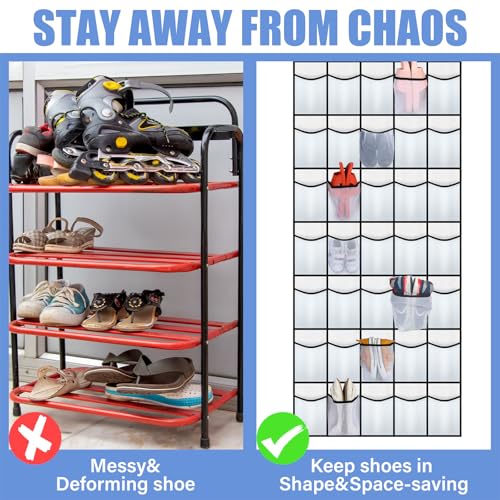 Windyun 2 Pcs 70 Large over The Door Shoe Organizer Hanging Shoe Rack for Closet Holder White Mesh Pockets Back to School Behind Door Hanger Storage Nonslip for Home Room School Dorm, Each 35 Pockets - color: White in Gray