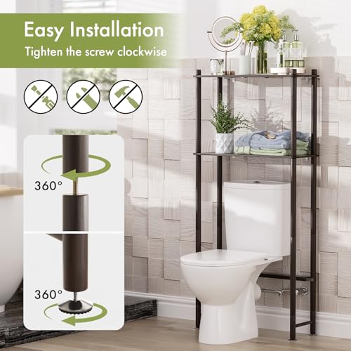 AmazerBath Bamboo Over The Toilet Storage Shelf, 2-Tier Over Toilet Bathroom Organizer Rack, Bathroom Shelves Over Toilet Space Saver, Espresso - style: Espresso-2-tier