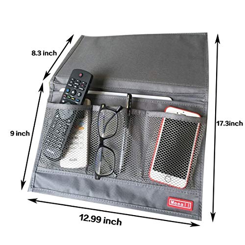 Bedside Storage Organizer with Pockets, Bedside Caddy, Table Cabinet Storage Organizer, TV Remote Control, Phones, Magazines, Tablets, Accessories, Grey - color: Grey