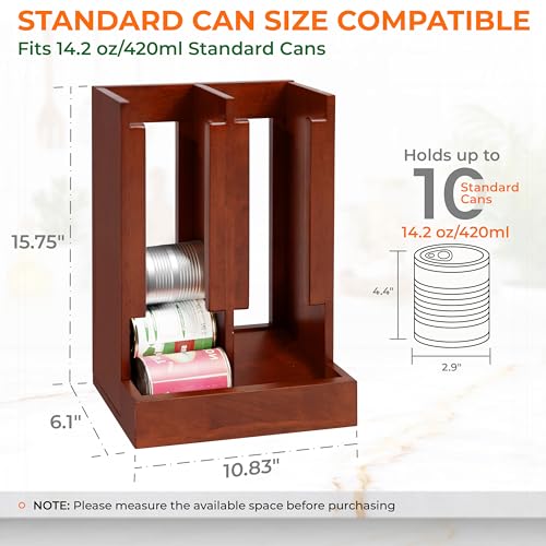 HOMESTEAD Wooden Can Organizer for Pantry, Solid Wood Canned Food Rack, Holds Standard 14.2 oz Cans, Space-Saving Kitchen Storage for Cabinets & Countertops (Brown) - color: Brown