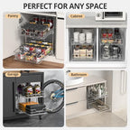 ZOINLIY Pull Out Cabinet Organizer, Versatile Slide Out Kitchen Organizers and Storage,Heavy Duty Drawer Cupboard Storage Basket, Smooth Sliding, Chrome Finish (2-Tiers-14¼''W×22“D) - size: 2-Tiers 14¼''W×22“D
