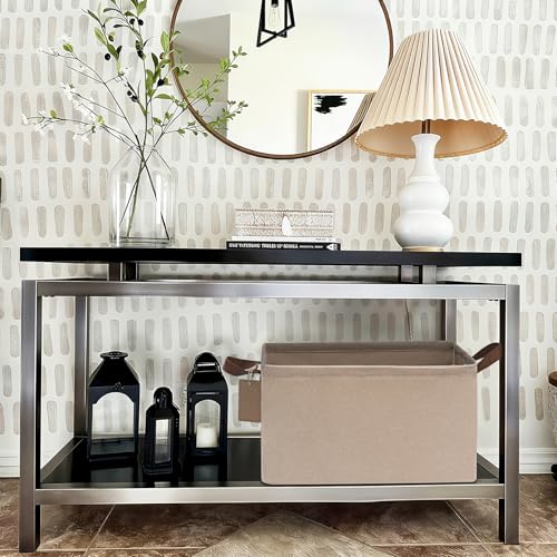 CHICVITA Storage Baskets for Shelves, Closet Fabric Storage Bins with Metal Frame, Collapsible Towel Organizer for Closet Living Room, 14 ¾" L x 10 ¼" W x 8 ¼" H, Brown, 2-Pack - color: Brown 2-Pack, size: 14 ¾" L x 10 ¼" W x 8 ¼" H