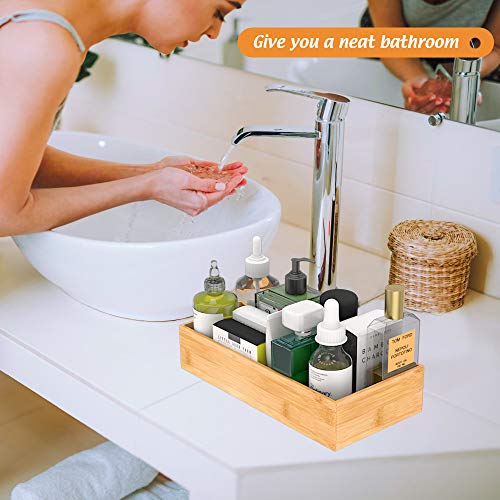 Bamboo Kitchen Drawer Organizer, Wooden Storage Box for Utensil Organizer Silverware Tray Cutlery Holder Flatware Containers - Multi-Use Deep Drawer Dividers Organizer for Bathroom, Jewelry, 12"6"2.5" - color: Bamboo, size: 12*6*2.5 inch