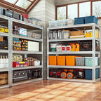 REIBII 2500LBS Garage Shelving 40" W Storage Shelves Adjustable Metal Shelving 5 Tier Pantry Shelves for Garage Closet Kitchen Basement 40" W x 19.7''D x 72''H, Silver - size: 40"W x 19.7''D x 72''H