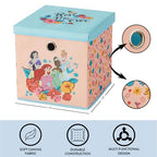Idea Nuova Disney Princess Collapsible Fabric Storage Cube,10” Organizer Bin with Lid for Bedroom, Playroom, and Closet - color: Princess