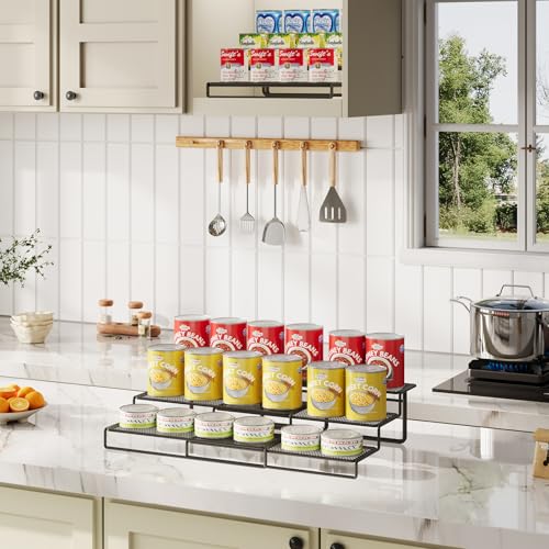 Dmevkic Expandable Can Organizer for Pantry,3-Tier Adjustable Can Organizers and Storage Holds Up to 24 Cans,Can Storage Rack for Pantry,Kitchen,Cabinet