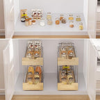 Sikarou Pull Out Cabinet Organizer,Heavy-Duty Slide Out Shelf, Wood and Wire Basket, Pull Out Drawer for for Kitchen Under Sink Space, Pantry, Bathroom, 2 Tie 9 * 21 in - size: 2-TIE 9*21 WM