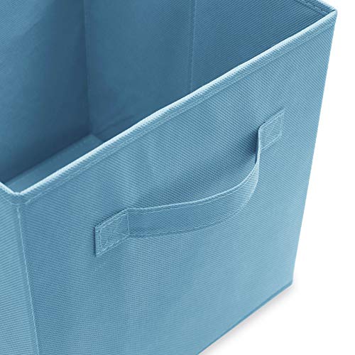 Casafield Set of 6 Collapsible Fabric Cube Storage Bins, Baby Blue - 11" Foldable Cloth Baskets for Shelves, Cubby Organizers & More - color: Baby Blue, size: 10.5" x 10.5" x 11"