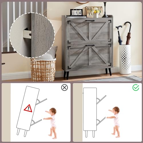 Barnyatoh Shoe Storage Cabinet with 2 Flip Drawers, Farmhouse Hidden Shoe Organizer, Narrow Slim Shoe Rack Cabinet for Entryway Hallway,Washed Gray - color: Washed Gray