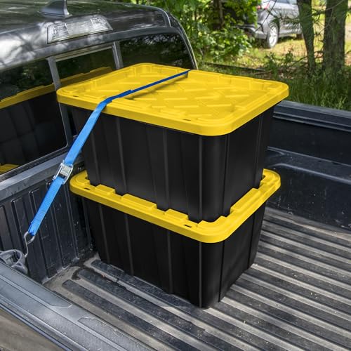 Sterilite 6-Pack Industrial Tote, Plastic Storage Container Bins with Lids, 27 Gallon - Heavy-Duty Organizing Containers for Closet, Bathroom, and Office - size: 27 Gallon