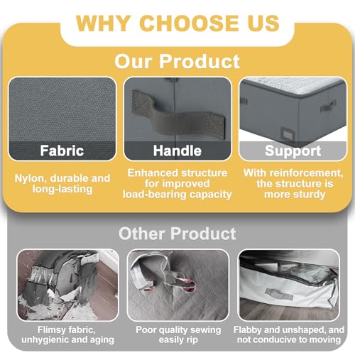 10-Inch Under Bed Storage Containers (2-Pack) | Sturdy Sidewalls | Clear Cover & Label Holder | Foldable Fabric Closet Bin Organizer | Stores Clothing/Blankets/Sweaters/Sheets - size: 10-Inch Height