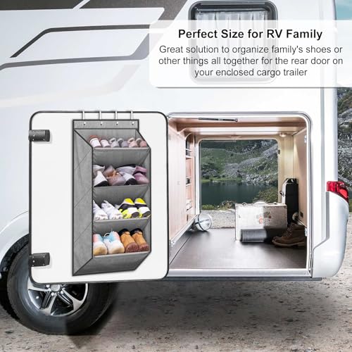 SLEEPING LAMB Over the Door Shoe Organizer for Closet, Short Hanging Shoe Rack with Large Deep Pockets, Narrow Door Sneaker Storage for Boots in RV, Dorm, Grey - color: Grey, size: 34.6''