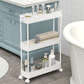 SPACELEAD Slim Storage Cart 3 Tier,Bathroom Organizer Rolling Utility, Mobile Shelving Unit Slide Out for Office, Kitchen, Laundry Room & Narrow Places,White - color: White