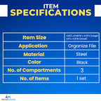 1InTheOffice Mesh Collection Desk Drawer Organizer Tray 3 Compartment - Stackable, Matte Black