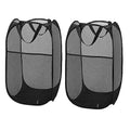 Larpur Popup Mesh Laundry Basket, Collapsible and Portable Clothes Washing Laundry Hamper with Reinforced Carry Handle (Black 2pcs) - color: 2*BLACK