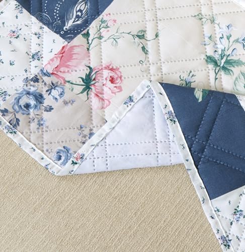 Brilliant Sunshine Roses in Beige Couch Sofa Armrest 5 Pockets Organizer, Slip Resistant Recliner Armchair Caddy, Washable Remote Controls Holder, Storage for Magazine, Phone, 35×13", Vintage Indigo - color: Vintage Indigo