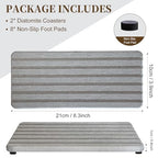 2PCS Fast-Dry Diatomite Sink Tray Set, Ultra Absorbent Soap Holder & Coaster with Non-Slip Feet & Grooved Design, Bathroom Kitchen Countertop Organizer, 8.3x4 Inches (Grey)