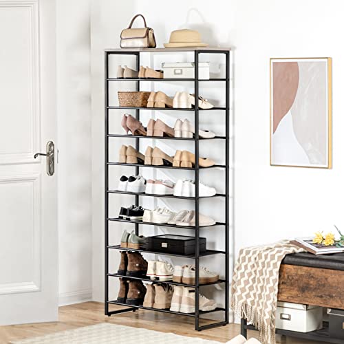HOOBRO 10-Tier Shoe Rack for Entryway, 29.5" L Shoe Storage Organizer, Large Capacity Shoe Shelf for Closet, Front Door Entrance, Hallway, Holds 36-40 Pairs of Shoes, Greige and Black BG107XJ01 - color: Greige + Black, size: 10 Tiers (29.5"W)