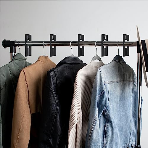 30 PCS Rectangular Closet Dividers with a Bonus Marker, Black Plastic Rectangle Clothing Size Dividers Writable and Reusable for Sorting Clothing Size, Color, Brand, Size 2” x 5.4’’ - color: Black, size: 30 Pcs