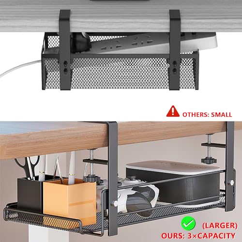 Under Desk Cable Management Tray Cord Wire Shelf Organizer (Large) - size: Large