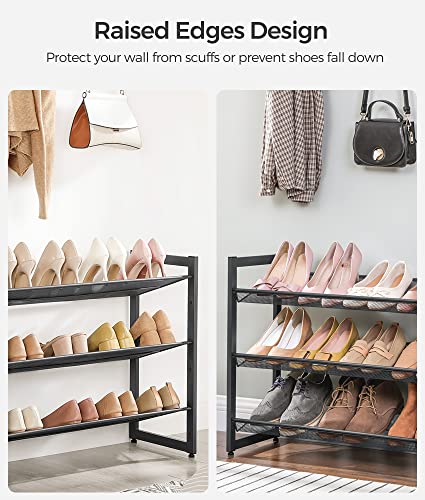 SONGMICS Shoe Rack, 6-Tier Shoe Organizer, Metal Rack for Garage, Set of 2, 3-Tier Stackable Shelf, with Adjustable Flat or Angled Shelves, 18-24 Pairs, Charcoal Gray ULMR003G02 - color: Charcoal Gray, size: 6 Tiers (29.1"W)