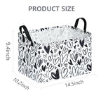 Valentine's Day Gift Basket Rec Black Heart Print Box Hamper Storage Basket Collapsible Organizer Bin Gift Shelf Baskets for Home and Kitchen - color: white-black heart