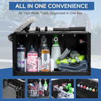 Wash and Garage Organizer Box, Foldable Plastic Crates for Foam Cannon with 1/4 Inch Quick Connector, Large Detail Car Care Box, Trunk Organizer for SUVS Sedans