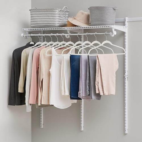 Rubbermaid Configurations Custom Closet Kit 2-4 Ft. Adjustable Metal Wire Shelving White Finish Expandable Organization System Hardware Included for Home Closet/Pantry/Laundry/Mudroom - color: White, size: 2-4 Feet