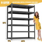 6 Tier Garage Shelving, 82" H Heavy Duty Metal Storage Shelves, 3600LBS, 2-in-1 Adjustable Industrial Utility Shelf, Upgraded Reinforced Double-Layer Columns for Warehouse, Basement, Kitchen - size: 40"W x 16"D x 82"H
