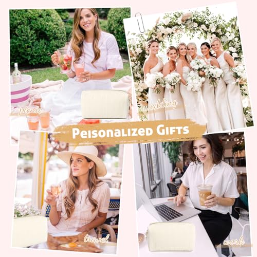 SOIDRAM 6PCS Bridesmaid Proposal Gifts Corduroy Beige makeup bag bulk for Wedding Party Favors Bachelorette party decorations Toiletry Organizer Bag Cosmetic Case Gift - color: Corduroy Beige, size: 6 Pack