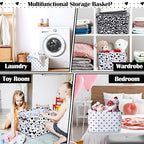 Geelin 3 Pcs Valentines Baskets Storage Valentine's Day Basket for Gifts Collapsible Waterproof Canvas Black and White Heart Storage Bin Organizer with Handles for Book Closet Shelf Nursery Decor - style: Valentines Black and White