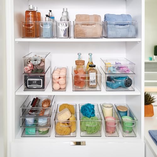 iDesign Stackable Plastic Handle Bin Assortment Set - Storage Organizers for Kitchen, Fridge, Pantry, Home -18 Pack, Clear - style: Pack of 18