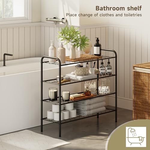 Shoe Rack,Long Shoe Organizer for Closet,Wide Shoe Storage for Entryway, 4 Tier Sturdy Metal Free Standing Shoe Shelf - size: 4-tier