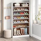 Tribesigns Tall Shoe Cabinet, 9 Tiers 40-45 Pairs Heavy Duty Wood Freestanding Shoe Storage Cabinet, 70.8'' Tall Shoe Cabinet with Open Storage for Entryway (1, White/Brown) - color: White/Brown